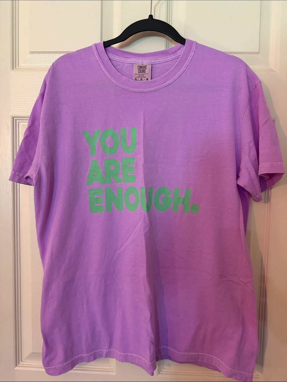 Comfort Colors Lilac Tee with Green YOU ARE ENOUGH Graphic - Kids